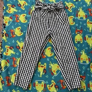 Who What Wear Checkered Pants, size 2, paper bag waist straight leg